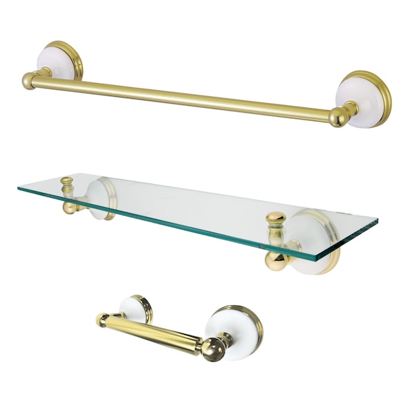 Victorian 3-Piece Bathroom Hardware, Polished Brass